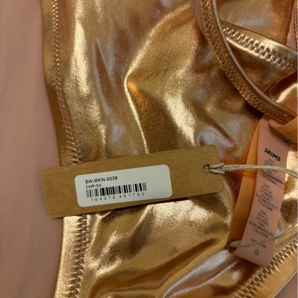 SKIMS Metallic Swim Cut Out Monokini in Champagne Rose Gold NWT - Picture 6 of 6